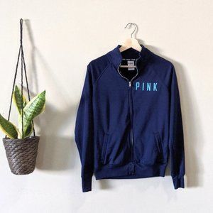 Victoria's Secret Pink Mariners Baseball Blue Zip Up Long Sleeve Jacket